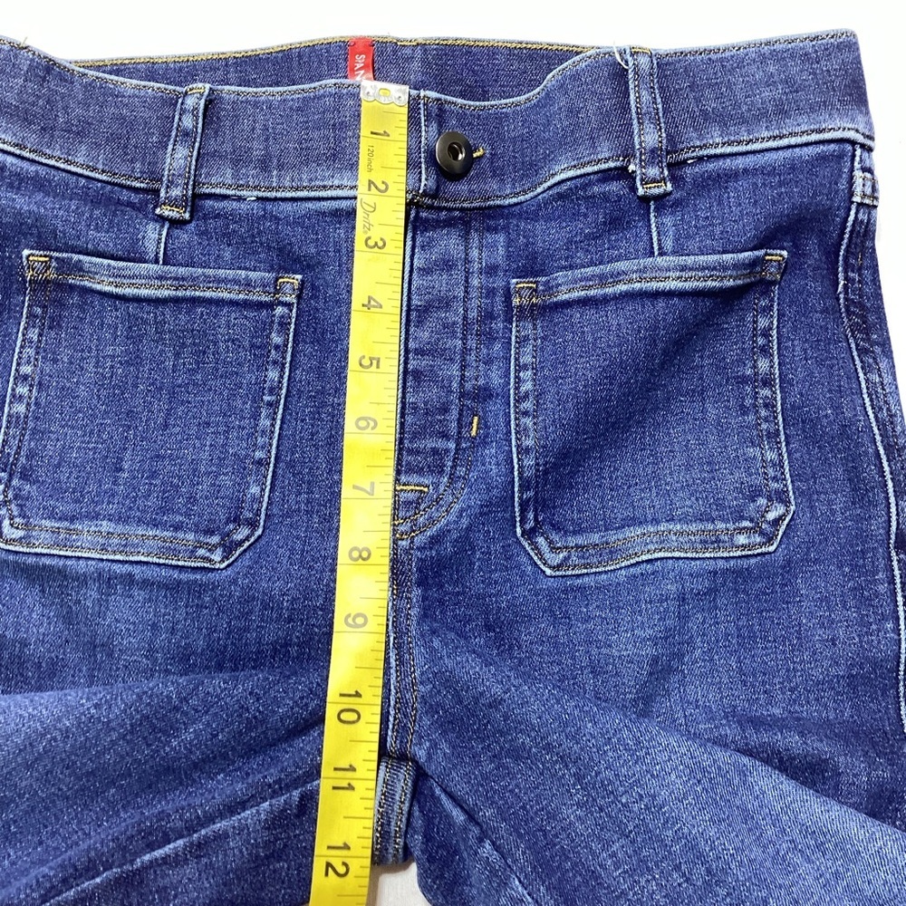 SPANX Pull-on Dark Blue Flare Jeans with Patch Pockets - Picture 8 of 12